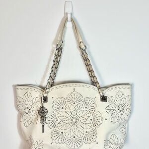Elegant White Perforated Tote Bag